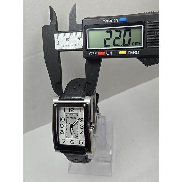 Tourneau Honda Swiss Quartz Rectangular Date Watch Black Leather New Battery - Picture 6 of 14